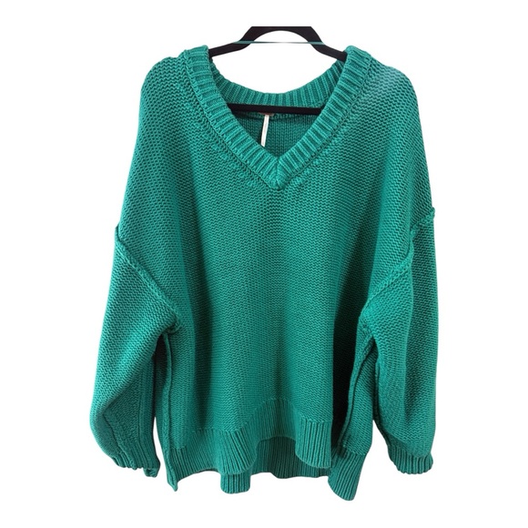 Free People Sweaters - Free People Jade Green oversized V-Neck Sweater